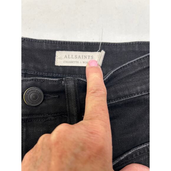 ALLSAINTS CIGARETTE SKINNY JEANS, WASHED BLACK cropped ankle size 28 - Picture 8 of 9